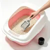 Caixa de areia para gatos semi-fechada, desodorizante, feita de material PP, design com tampa basculante, vaso sanitário anti-respingo para gatos, suprimentos extras grandes para animais de estimação do fabricante