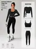 Nuevo conjunto de tres piezas de fitness para mujer, ajustado, muy elástico, secado rápido, leggings de capa base, ropa para Pilates yoga
