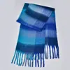 Novo Cachecol Xadrez Arco-Íris Outono e Inverno Moda Fio Loop Engrossado Quente Xadrez Franja Longo Estilo Casal