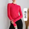 Jaqueta Lulu de Caimento Justo e Manga Longa Esportes ao Ar Livre Secagem Rápida Top para Pilates Feminino Roupa de Fitness Yoga Primavera e Outono