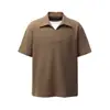 2687 Retro Americano Tejido de Gofre Pesado 300g Diseño Falso de Dos Piezas Camiseta Suelta de Manga Corta para Hombre High Street