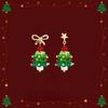 Aretes de Cascabeles Regalo de Navidad para Mujer, Aretes con Dulce Atmósfera Festiva, Clip para Oreja, Accesorios para Oreja