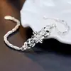 Pulsera auténtica de cobre plateado niche flor doble exquisita ajustable para mujer comercio electrónico en vivo suministro de fábrica venta al por mayor