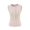 Camisola acanalada de ocho botones estilo BM americano para mujer, top de verano sin mangas ajustado estilo 'hot girl' BM