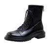 Botas Martin básicas de perna fina para todos os estilos, outono e inverno 2021, novo estilo coreano, salto médio grosso, bico redondo, botas de amarrar para mulheres