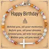 Pulsera de Rebaja Amazon Piedra Shoushan Piedra Natural Ajustable Personalizada Pulsera de Cuentas Cruz Regalo de Cumpleaños con Tarjeta