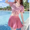 Traje de Baño de Una Pieza y Dos Piezas para Mujer Tallas Plus para Aguas Termales, Parte Inferior de Bikini de Cintura Alta que Cubre el Vientre, Bikini para Estudiantes