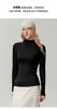 Kang Sai Ni Novo Suéter de Tricô Feminino 100% Caxemira Listrado Gola Alta com Suporte Acabamento com Babados Slim Fit