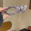 Grampo de cabelo de franja de cristal de alta qualidade francês temperamento retrô novo chinês clip de tubarão rabo de cavalo clipe de cauda de fada para cabelo