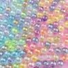 Cuentas Redondas de Color Transparente Acrílico con Recubrimiento AB para Pulsera, Collar, Cadena de Teléfono DIY, Material para Joyería Hecha a Mano