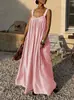 Vestido de Mujer, Nuevo Estilo de Verano, Espalda Hueca, Vestido de Mujer Estilo Vacaciones, Elegante Vestido Largo de Tirantes Plisado Estilo Francés