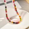 Collar elegante y dulce de cristal rosa natural de 4 mm para niña, con cadena de clavícula de cuentas de turmalina colorida de primera calidad para primavera y verano.