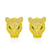 Kalemei Brincos de Zircônia Colorida com Diamantes Inteiros em Formato Marquise Cabeça de Leopardo Brincos de Zircônia Cabeça de Leopardo Animal Brincos de Leopardo com Olho Verde Geométricos