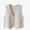 Chaqueta Cardigan de Color Sólido Estilo Coreano Cintura Interior Otoño e Invierno Cuello en V Un Botón Transfronterizo Traje Suave Chaleco de Punto para Mujer