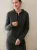 Nuevo Cárdigan de Cachemira para Mujer con Capucha Suelto de Punto Chaqueta Sudadera de Punto Otoño e Invierno Top Elegante para Mujer