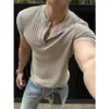 Camiseta Henley de Estilo Old Money Manga Corta para Hombre Verano Fina Transpirable Casual Top para Hombre Camisa Henley Retro Americana