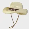 Chapéu de Palha Estilo Étnico Cowboy Ocidental para Mulheres, Chapéu de Proteção Solar para Caminhada ao Ar Livre no Verão, Circunferência da Cabeça Grande, Chapéu Jazz Retrô