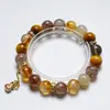 [Agua de Otoño Como un Sueño] Pulsera de Cristal Ojo de Tigre Dorado Natural para Mujer Más Fácil de Combinar Pulsera de Cristal Dorado Súper Dorado con Cabello Dorado Venta al por Mayor
