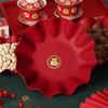 Placa de casamento de casamento Placa de frutas de plástico vermelho Prato de frutas secas domésticas Candy Melon Sseeds Estilo chinês Fortune Small Red Plate Wedding