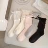 Calcetines estilo Miu para mujer de verano delgados con lazo calcetines de media caña calcetines de felpa con doble oreja de madera calcetines sweet lolita