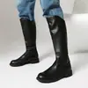 Novas botas de couro de cano alto estilo cavaleiro masculinas para outono e inverno, tamanhos 40-48