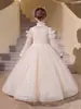 Vestido Formal Vestido de Princesa para Cumpleaños Niñas Niños Vestido Lolita de Manga Larga Nuevo Elegante Vestido de Gasa Esponjosa Presentación de Piano