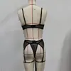 Comercio Exterior Europeo y Americano Más Vendido Ropa Interior Sexy Malla Fruncido Transparente Sexy Cómodo Simple Versátil Conjunto de Tres Piezas en stock