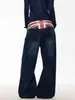 Calça jeans flare de bainha curva com lavagem desgastada estilo retrô americano para homens, perna larga solta, estilosa e cool, modelo de calça primavera/outono 2026