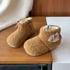 Botas de Algodão Pelúcia Infantil Inverno Novo Estilo Coreano Botas de Pelo Decoração de Flores Botas Curtas de Princesa Meninas Quentes Botas de Neve