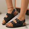 Sandalias Birkenstock de suela gruesa con doble hebilla para mujer, nuevo modelo de verano, sandalias romanas retro de doble hebilla para cruzar la frontera
