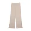 Pantalones Casuales Simples Estilo Francés Wanwei para Mujer 2026 Otoño Nuevo Hilo Estampado Ligeramente Abertura Pantalones Largos de Punto P6034-1