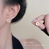 Brincos de Tarraxa Geométricos com Flor de Car Brilhante Artesanal, Banhados a Ouro 18K, Estilo Moda Coreana, Brincos de Luxo Leve de Alta Qualidade para Mulheres