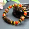 Pulseira de Contas Dzi de Nove Olhos de Guan Yu Pulseira de Ágata Preta Joias de Cristal Atacado Dropshipping S3063001