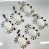 Venta caliente transfronteriza Al por mayor piedra natural cristal ágata semipreciosa cangrejo aleación incrustado colgante collar accesorios de joyería