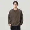 Sudadera Henley de Hilo Floral Pesado para Hombre Anyang 370g Otoño/Invierno 2026 Nueva Simple Pulóver Manga Larga Camiseta Base