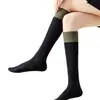 Calcetines Largos Spliced JK para Mujer de Primavera y Otoño, Calcetines Largos Negros Adelgazantes de Media Pantorrilla y Pantorrilla Alta para Combinar con Botas