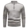 Otoño Invierno 2026 Nuevo Suéter Pulóver de Media Cremallera para Hombre de Manga Larga para Jóvenes con Cuello Alto Tallas Grandes Prendas de Punto para Hombre