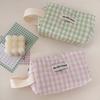 Bubu Rosa Verde Xadrez Bolsa de Cosméticos Bolsa de Higiene Pessoal Macia Portátil Bolsa de Mão Acolchoada Bolsa de Armazenamento de Artigos Diversos