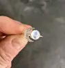 Deseo Nuevo Anillo de Piedra Lunar Chapado en Plata 925 Anillo de Gema Sol Luna Regalo de Boda Cumpleaños
