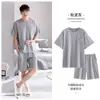 Pijama Masculino de Verão, Shorts de Manga Curta de Verão, Roupa para Casa, Conjuntos Finos Casuais Esportivos Frescos e Largos Atacado