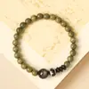 Pulsera Original de Abalorios de Sándalo Verde de Buda, Pulsera Personalizada de Estilo Antiguo con Múltiples Abalorios para Hombres y Mujeres, Abalorios de Obsidiana Plateada, En Stock