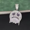 Emoji de cara llorando cadena cubana morada de moda rap hip-hop colgante de diamantes completos fabricante de joyería transfronteriza al por mayor