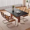 Mesa de Comedor de Madera Maciza y Piedra Estilo Wabi-Sabi Color Crema Nuevo Modelo 2024 Minimalista Moderno Familiar Vintage Francés Retro Gama Alta