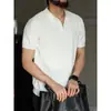 Altamente recomendado! Nova Versão de Zíper Americano de Alta Qualidade Camisa Polo de Seda de Gelo Masculina Manga Curta Verão Tricotada Estilo Fino