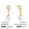 Set de Joyería Wanxing Europeo y Americano para Mujer, Transfronterizo Acero Inoxidable Chapado en Oro 18K Colgante de Zirconia y Perla Collar Accesorios de Novia