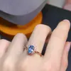 Anillo de topacio azul suizo 100% natural cuerpo de red completo calidad fuego súper 5*7mm plata 925 incrustación de precisión