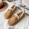 Mocassins de Pelúcia com Solado Macio Feminino 2026 Outono/Inverno Novo Estilo Mocassins de Pelúcia Quentes Slip-on Sapatos de Pelo Sapatos de Algodão