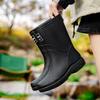Botas de Chuva Quentes Femininas Sapatos Femininos Fixos de Algodão de Altura Média Impermeáveis Antiderrapantes Sapatos de Borracha para Trabalho Sapatos Aquáticos Botas de Chuva para Cozinha Botas Aquáticas