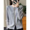 Cárdigan de Punto de Cuello Redondo de Alta Gama Nuevo de Primavera, Otoño e Invierno para Mujer, Chaqueta Suéter Holgada Abotonada para Exterior, Camisa Básica
