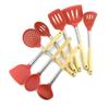 Amazon Acácia cabo de madeira silicone utensílios de cozinha 8 peças raspador de pano antiaderente sopa colander cozinhar pá colher terno
